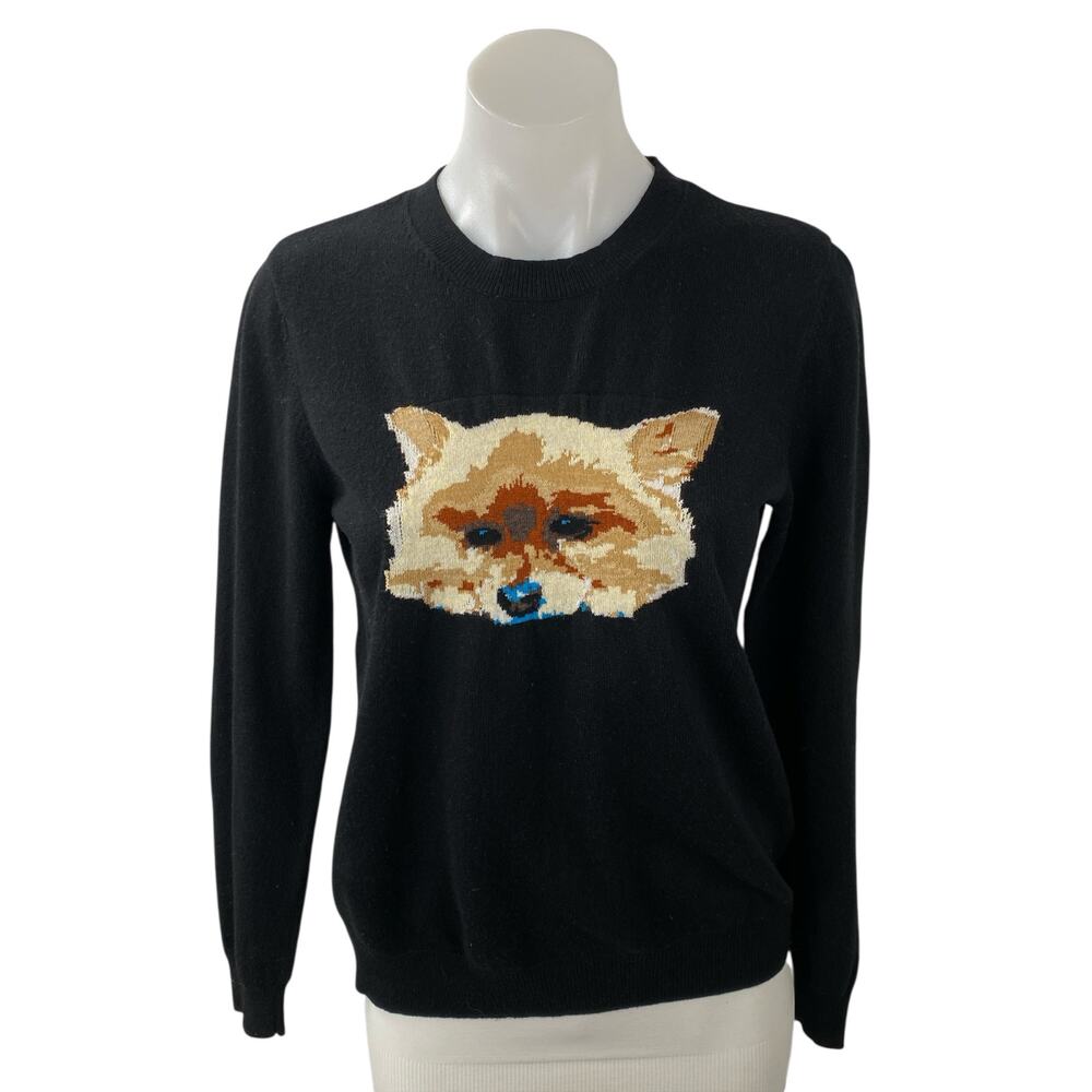 Maje Majicien Black Cashmere Wool Graphic Long Sleeve Sweatshirt Sweater Top 2